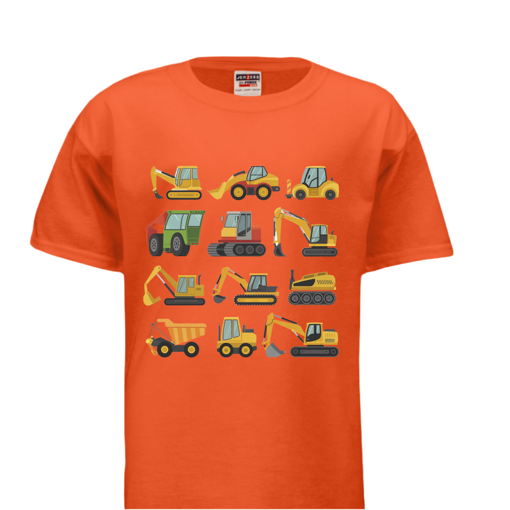 Kids Construction Trucks T-Shirt – Jerzees 29B Youth Dri-Power Active Tee