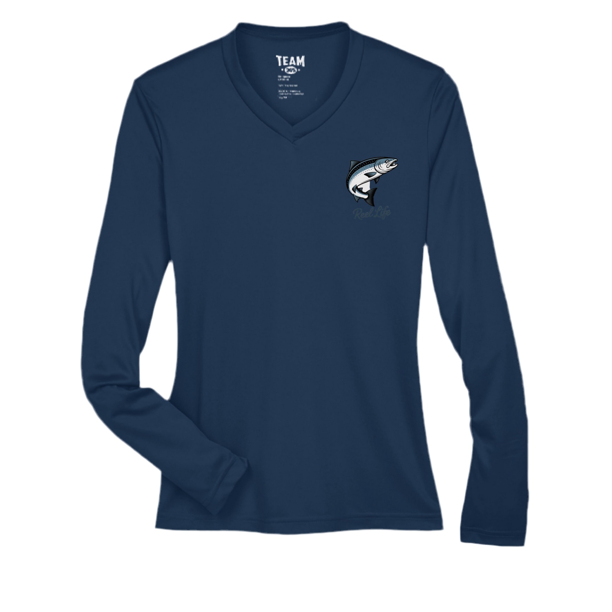 Women’s Reel Life Fishing Shirt – Team 365 TT11WL Long Sleeve V-Neck Performance Tee
