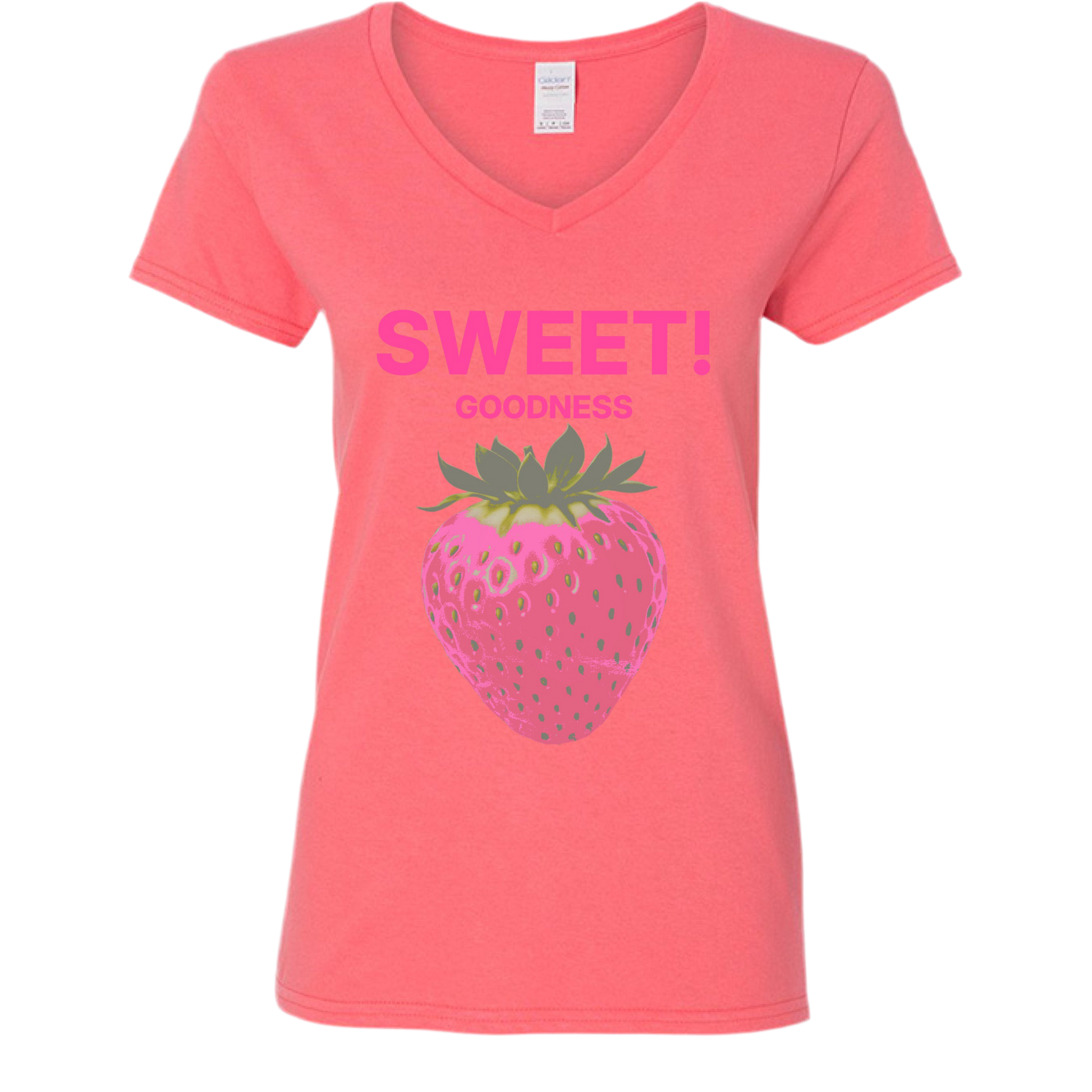 Sweet Goodness Strawberry – Vintage Summer Aesthetic Graphic Tee | Gildan G500VL Ladies’ V-Neck