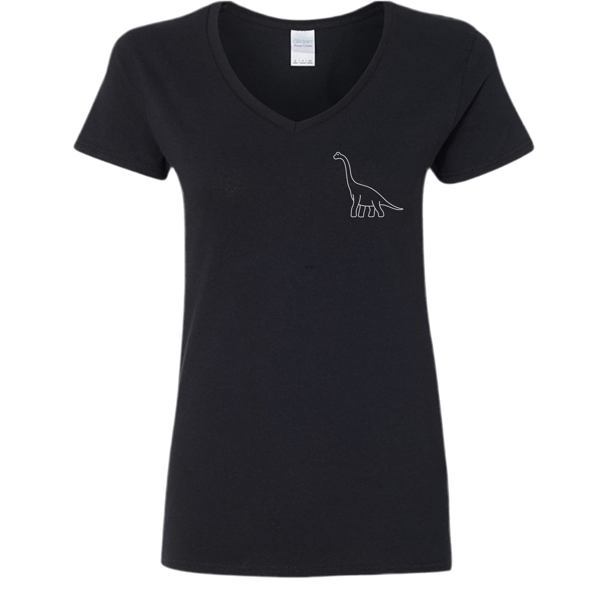 Cute Dinosaur Graphic T-Shirt for Women – Funny V-Neck Tee | Gildan G500VL