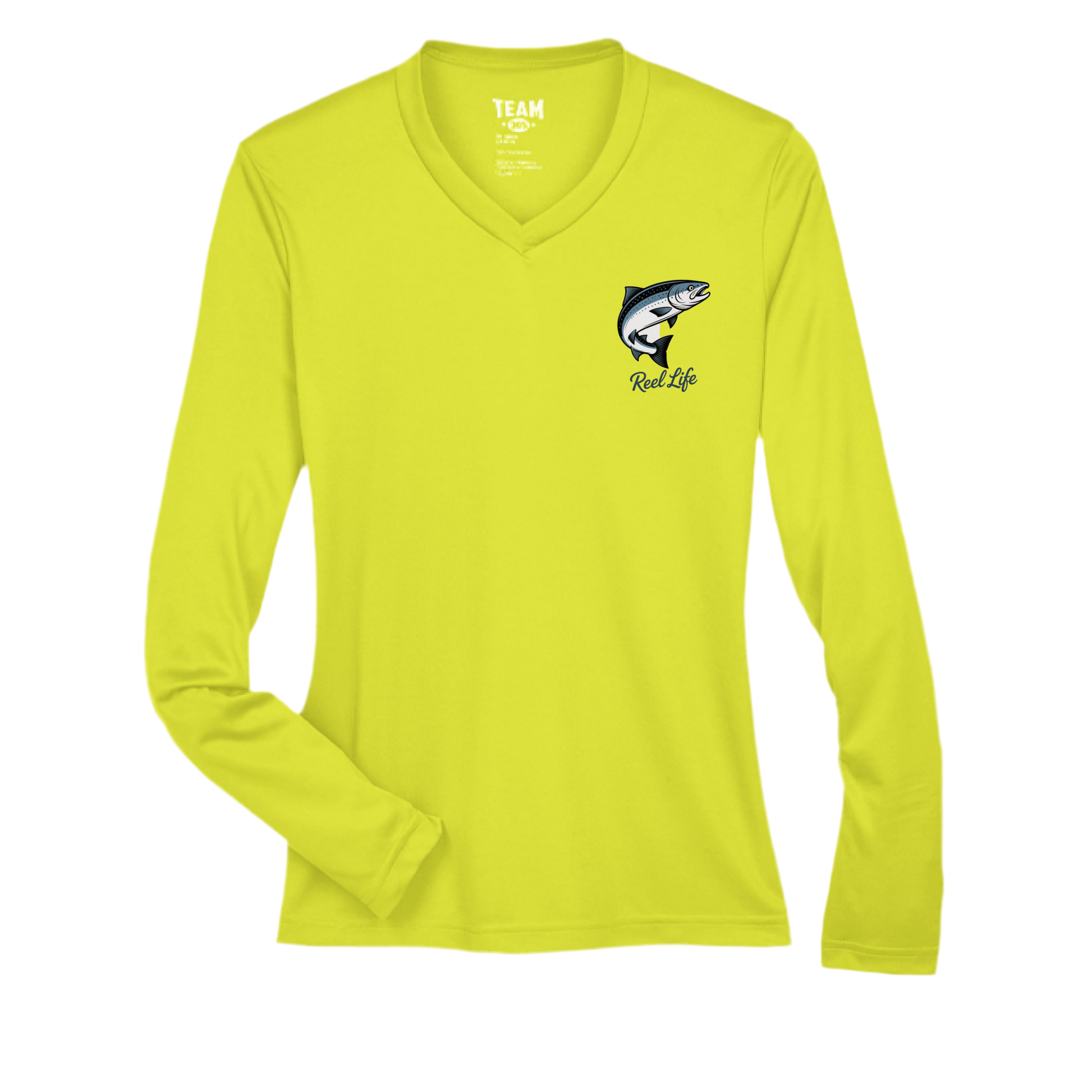 Women’s Reel Life Fishing Shirt – Team 365 TT11WL Long Sleeve V-Neck Performance Tee