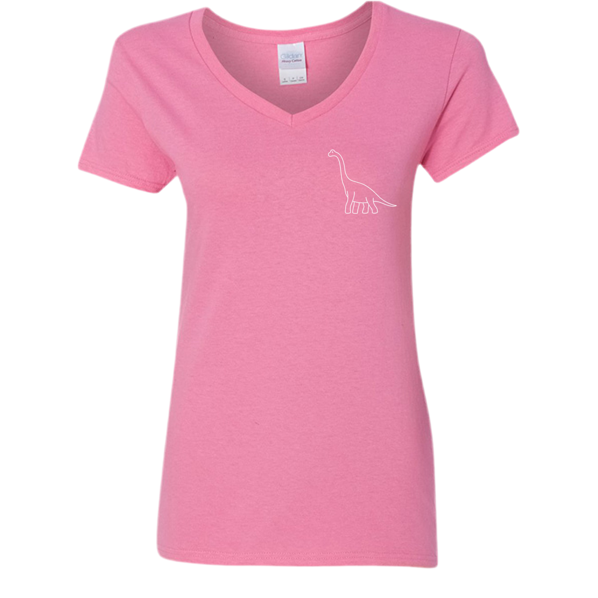 Cute Dinosaur Graphic T-Shirt for Women – Funny V-Neck Tee | Gildan G500VL