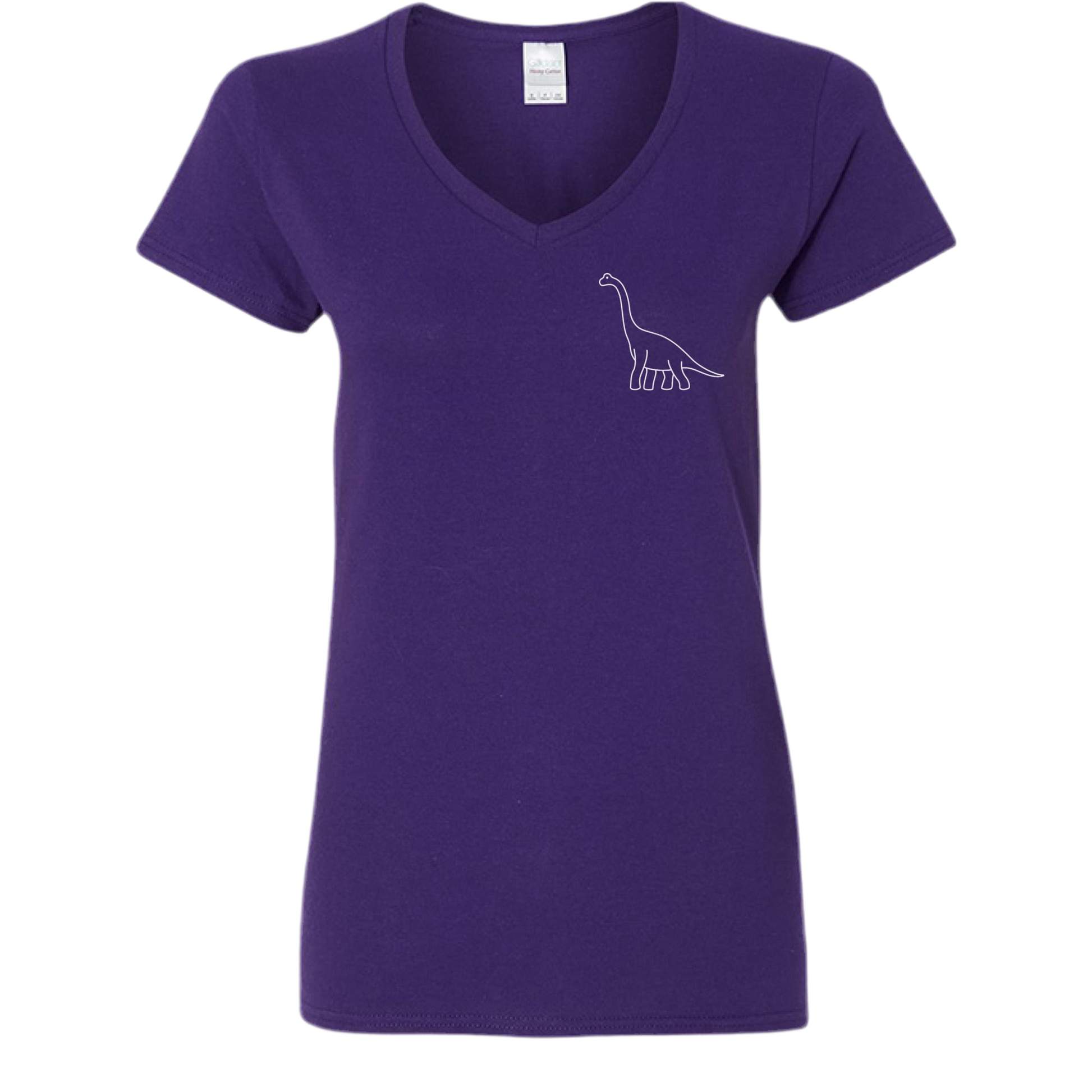Cute Dinosaur Graphic T-Shirt for Women – Funny V-Neck Tee | Gildan G500VL