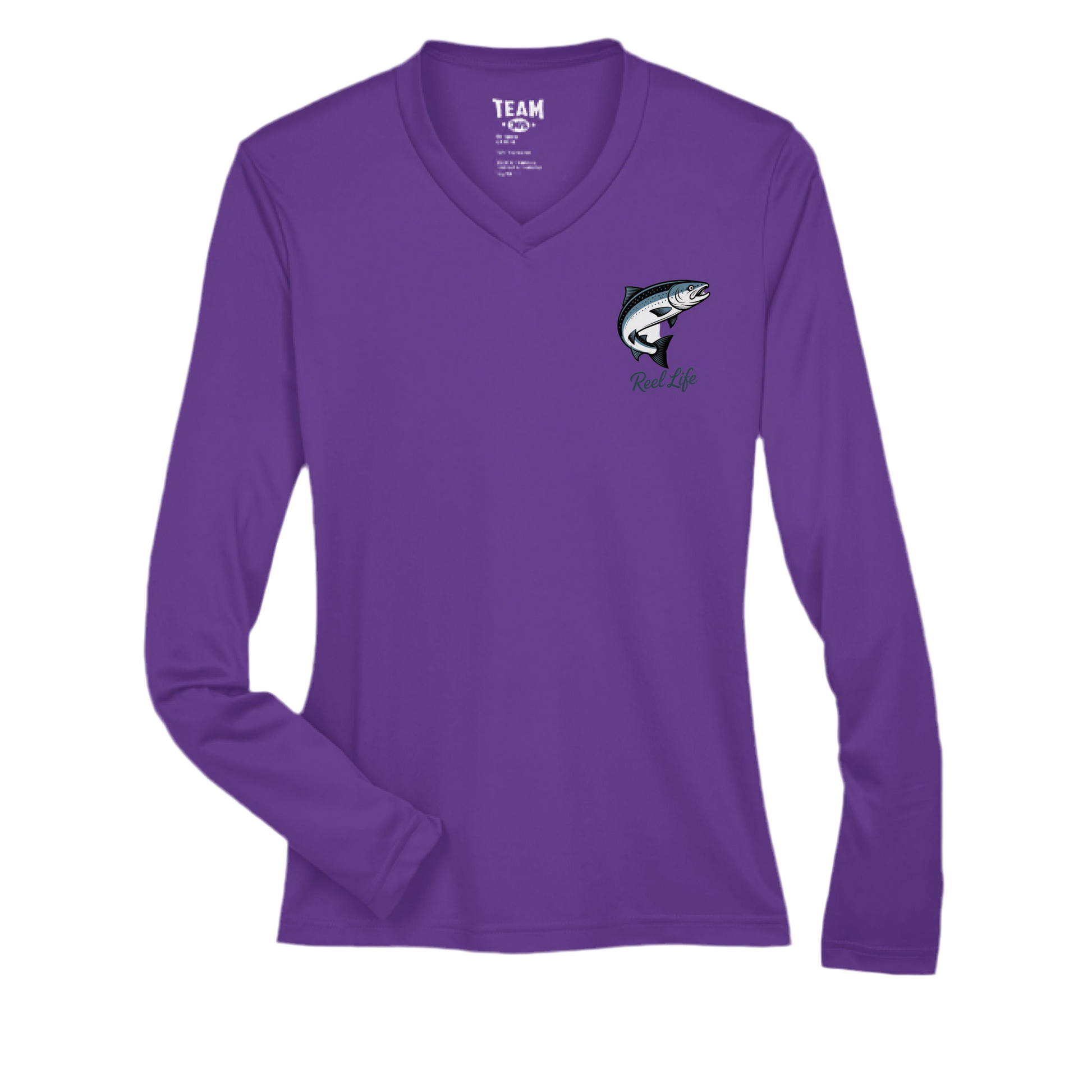 Women’s Reel Life Fishing Shirt – Team 365 TT11WL Long Sleeve V-Neck Performance Tee