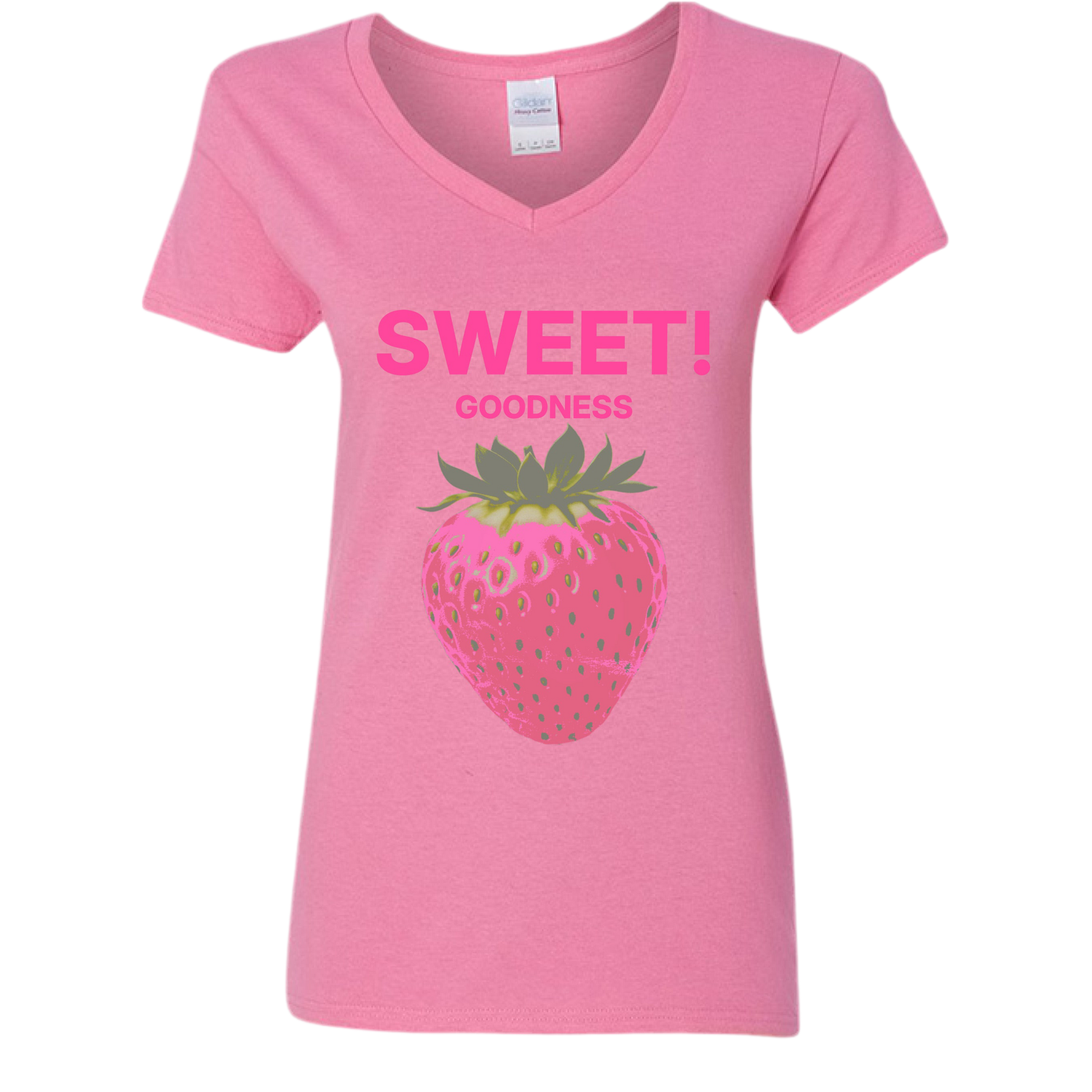 Sweet Goodness Strawberry – Vintage Summer Aesthetic Graphic Tee | Gildan G500VL Ladies’ V-Neck