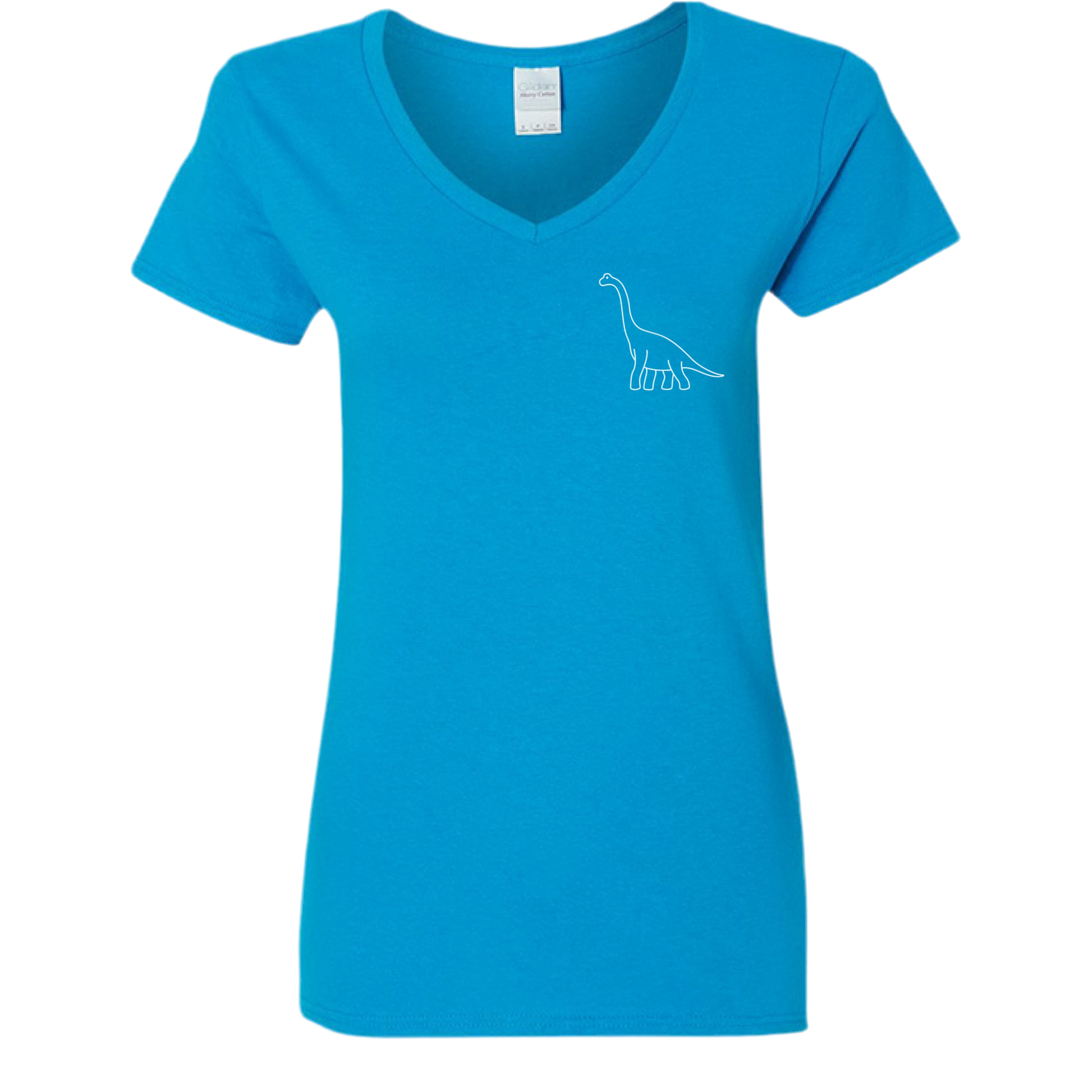 Cute Dinosaur Graphic T-Shirt for Women – Funny V-Neck Tee | Gildan G500VL