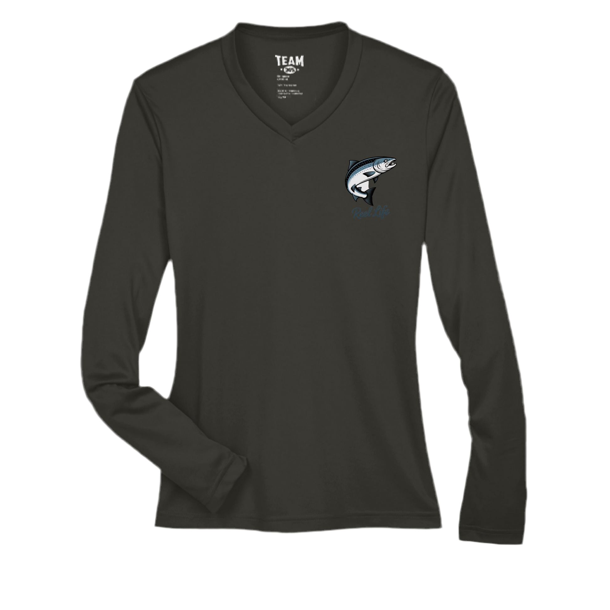Women’s Reel Life Fishing Shirt – Team 365 TT11WL Long Sleeve V-Neck Performance Tee
