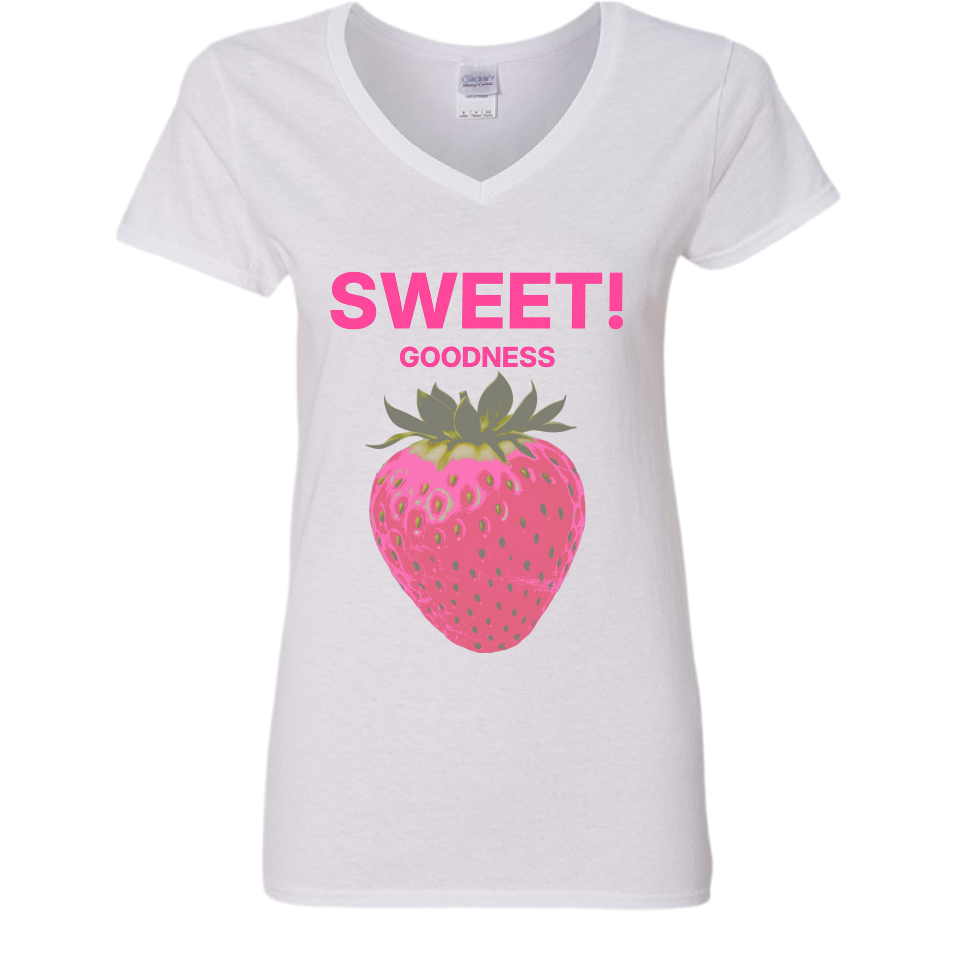 Sweet Goodness Strawberry – Vintage Summer Aesthetic Graphic Tee | Gildan G500VL Ladies’ V-Neck